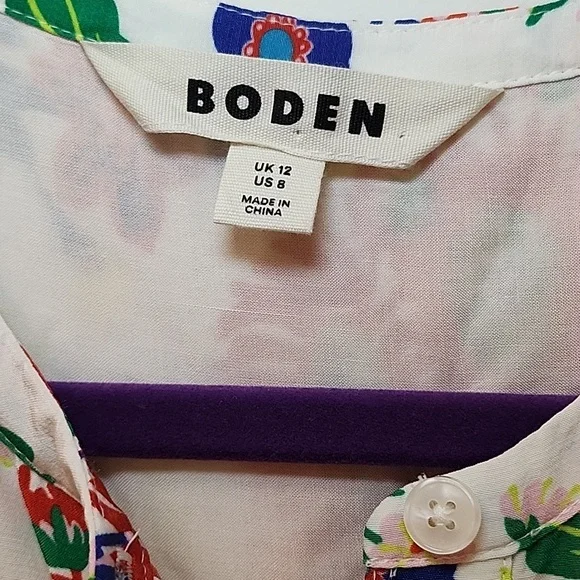 Boden Flame Scarlet Diamond Terrace Alicia Red and Pink Floral Blouse Size 8 - Picture 5 of 16